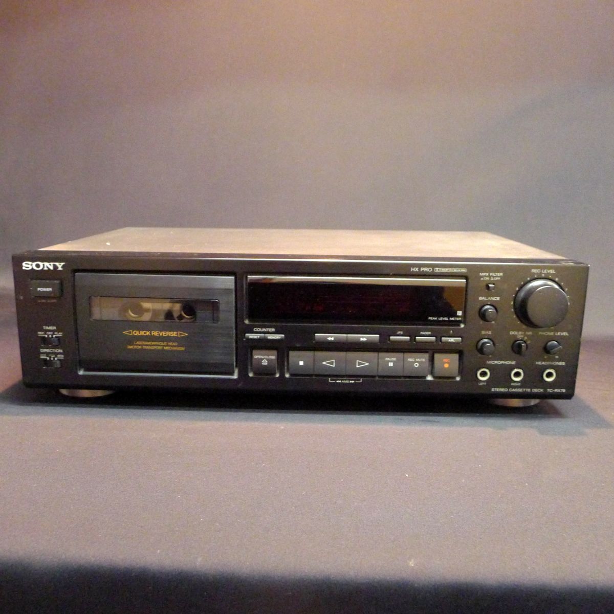 j◆432 SONY STEREO CASSETTE DECK TC-RX79 中古品 音響機器 通電確認済 ジャンク品 オーディオカセットデッキ/100拍卖