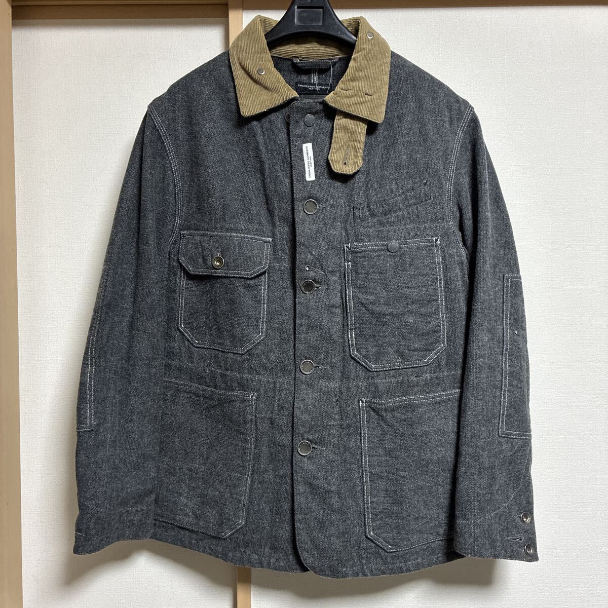 ENGINEERED GARMENTS エンジニアードガーメンツ カバーオールジャケット 襟コーデュロイ グレー XSサイズ USA製拍卖