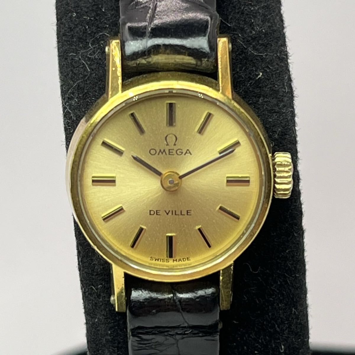 1円スタート~ OMEGA オメガ 手巻き De Ville デビル 稼働品 ゴールド ゴールド文字盤 腕時計 18mm ヴィンテージ レディース アンティーク拍卖