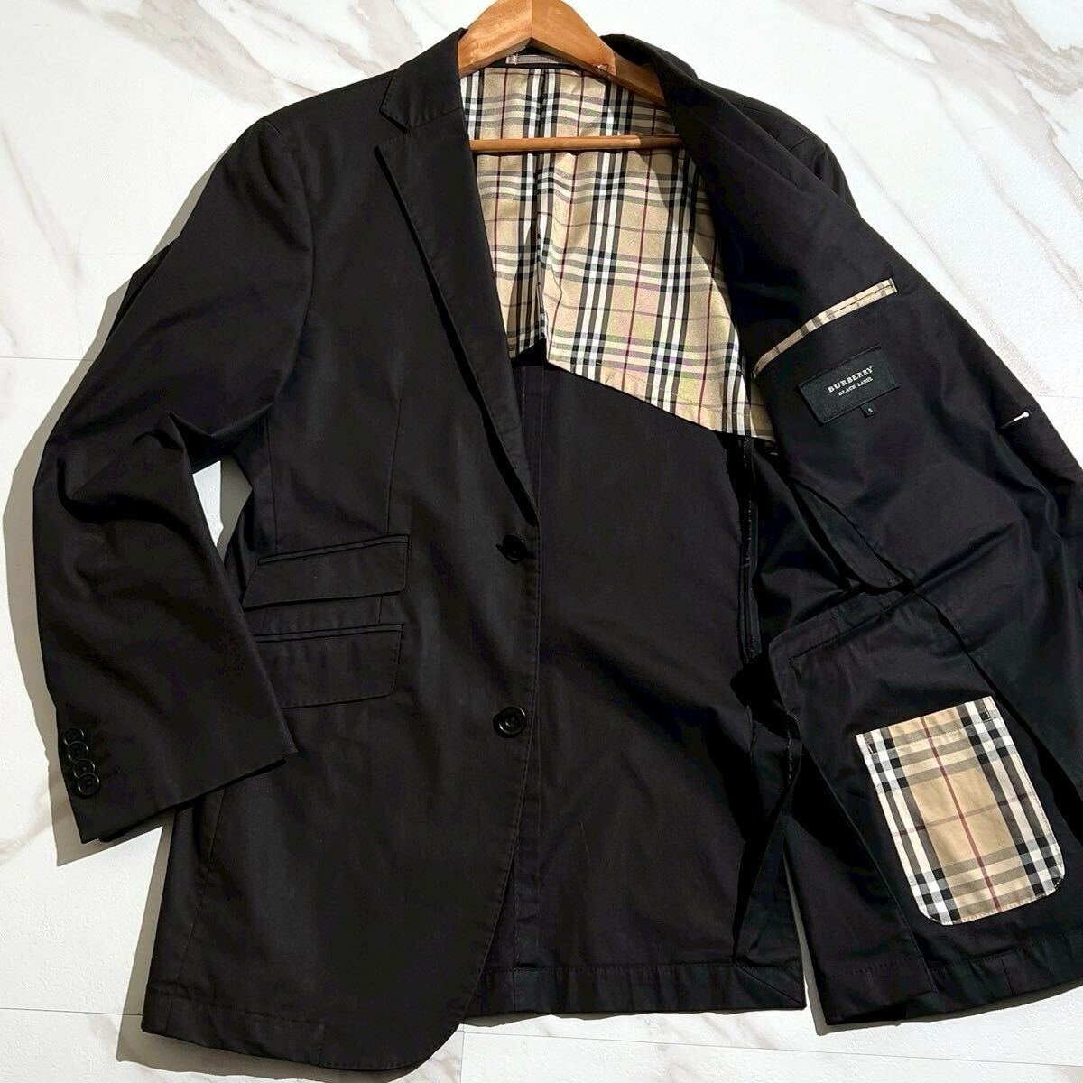 美品 BURBERRY BLACK LABEL バーバリー ブラックレーベル テーラードジャケット ノバチェック 黒 ブラック アンコン メンズ 紳士服 秋冬拍卖