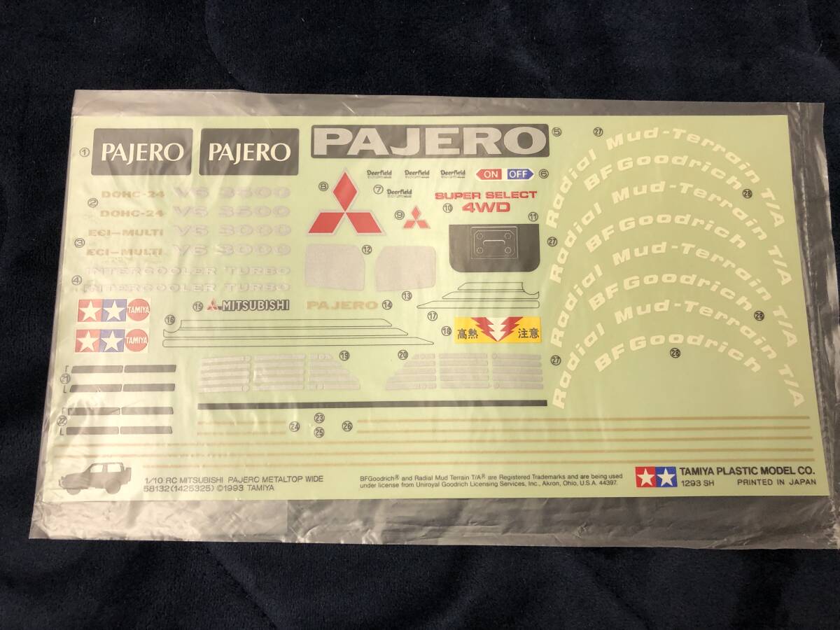 当時物!在庫品・タミヤ・1/10 三菱パジェロ 1993・ステッカーセット・未開封品・現品限り!拍卖
