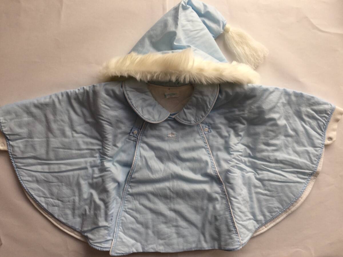 courreges クレージュ 80cm 90cm アウター ポンチョ コート ライトブルー 水色 冬服 ベビー服 男の子 女の子 中古拍卖