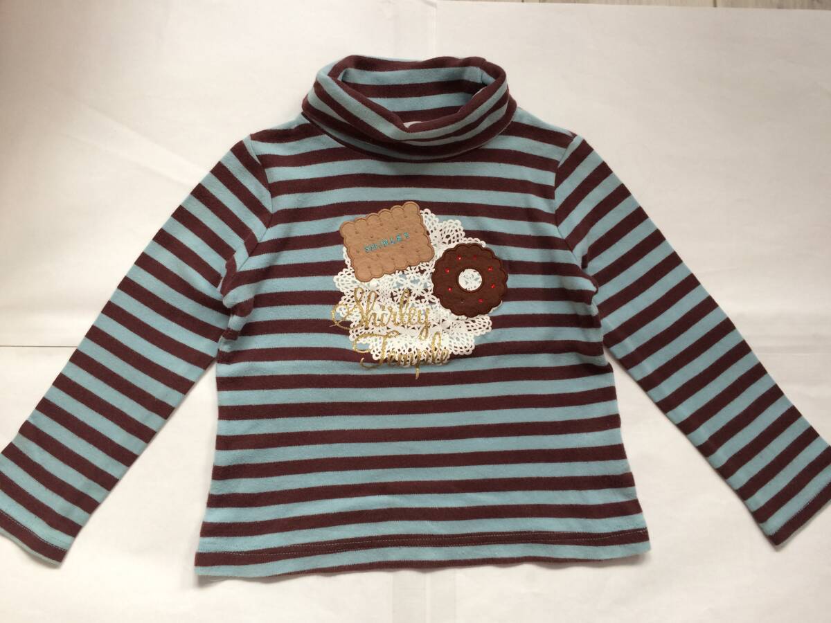 SHIRLEY TEMPLE シャーリーテンプル 120cm 長袖 トップス タートルネック 冬服 女の子 水色 ボーダー 中古拍卖