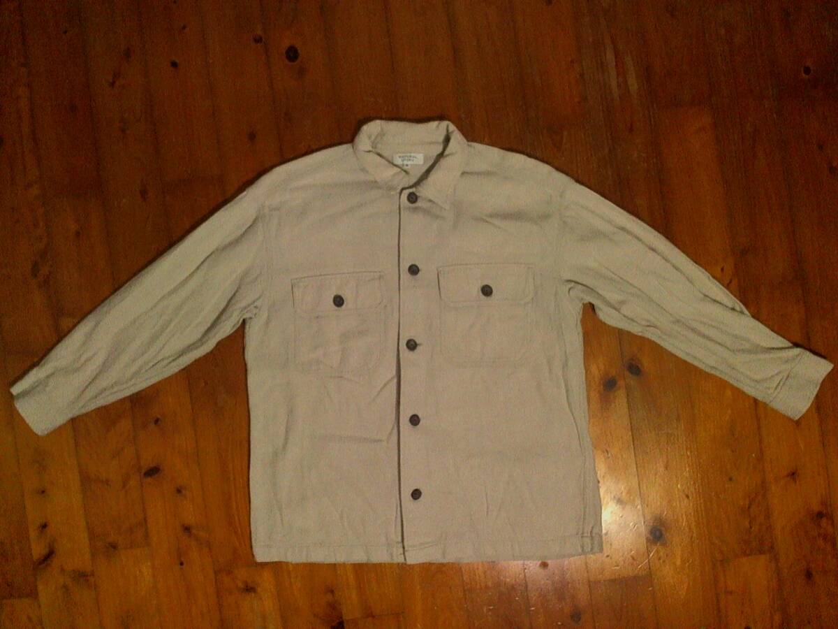 ☆ナチュラルストーリー【NATURAL STORY】コットンCPOシャツ 長袖シャツ M ベージュ拍卖