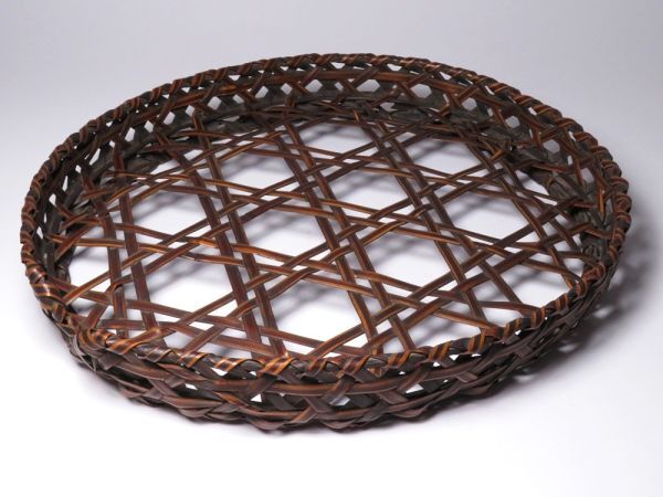 【12245】明治期 竹網 籠 菓子器(初品・買取品)拍卖