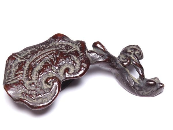 【12256】書道具 銅製 明治期 霊芝型 書鎮 文鎮(初品・買取品)拍卖