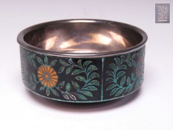 【12258】酒器道具 縁銀巻 七宝 盃(初品・買取品)拍卖