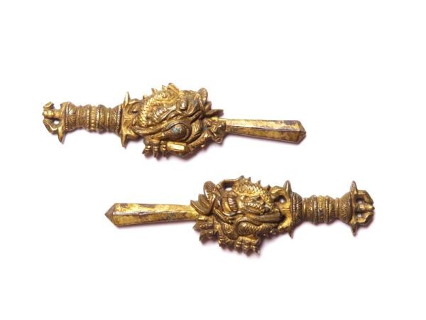 【12336】刀装具 江戸~明治 オリジナル 銅鍍金 剣龍 彫金 目貫(初品・買取品)拍卖