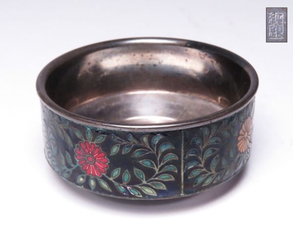 【12257】酒器道具 縁銀巻 七宝 盃(初品・買取品)拍卖