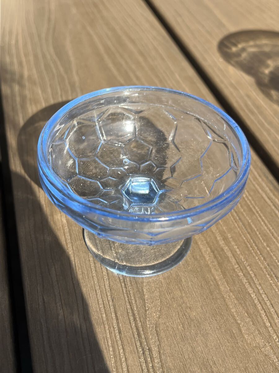 昭和レトロ ガラス アンティーク 氷コップ レトロ ブルー デザート皿拍卖