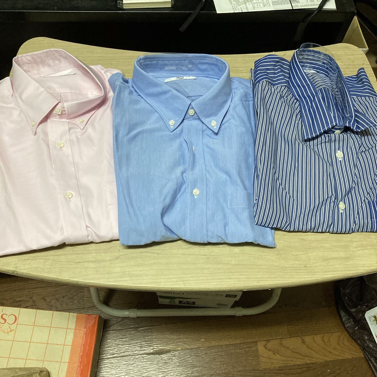 【服飾】 ユニクロ ボタン ダウン シャツ ストライプ ピンク ブルー シャツ 3枚 セット 新品 未使用拍卖