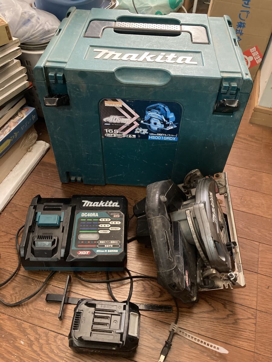 【工具】 マキタ 40V Max 充電式 丸ノコ 本体、バッテリー、充電器、ケース HS001GRDX バッテリー1個のみ 簡易動作確認済み 165mm makita拍卖