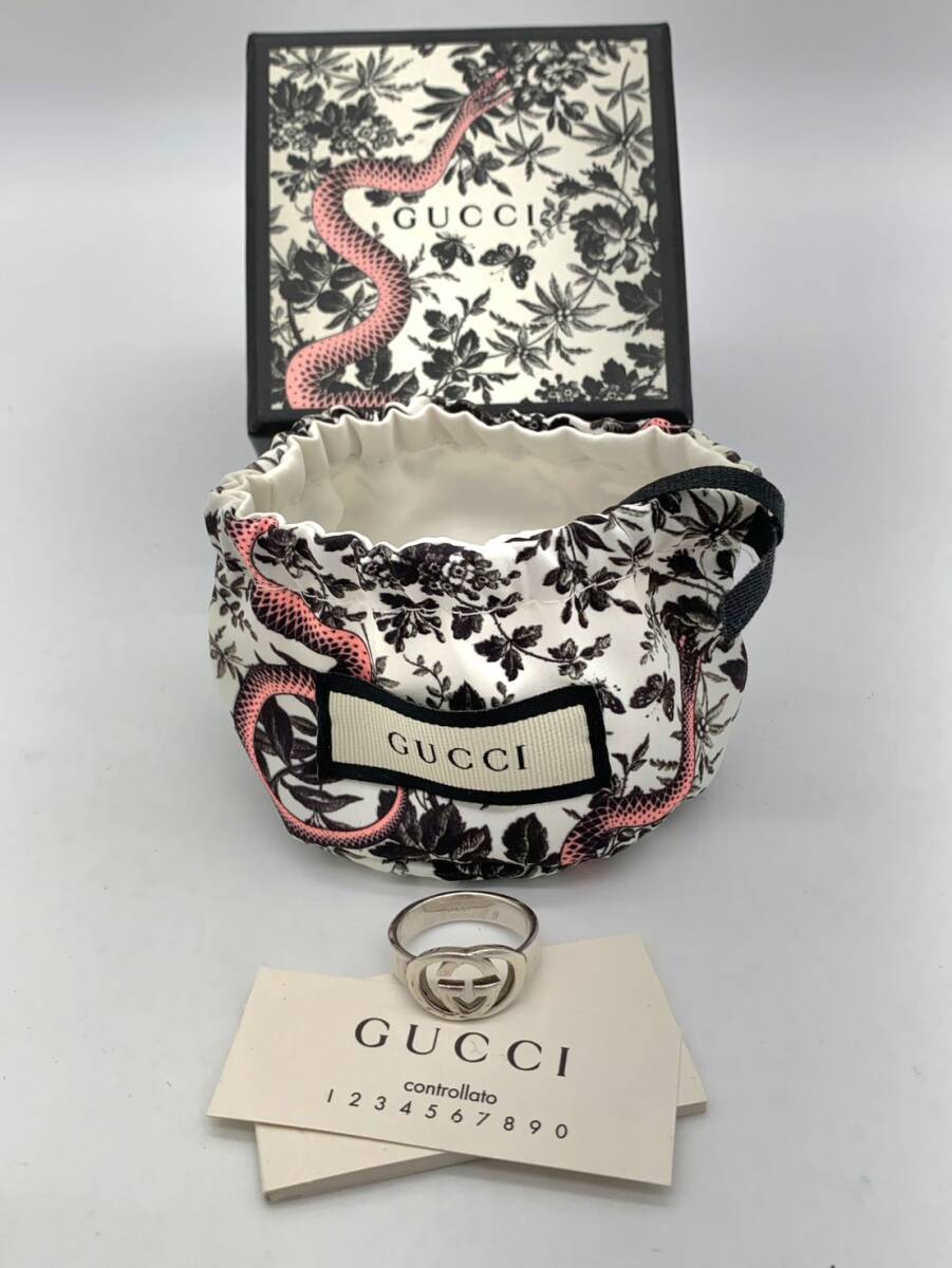 GUCCI グッチ インターロッキング 指輪 リング アクセサリー レディース シルバー 21号 GG AG925 GGリング 925 Silver シルバー拍卖