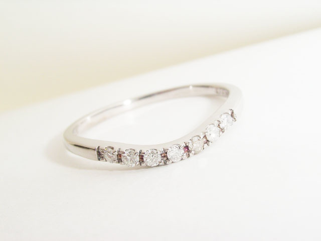 11号●ダイヤモンド V字 デザイン●華奢 細身 上品 シンプル リング●天然石 指長効果 拍卖