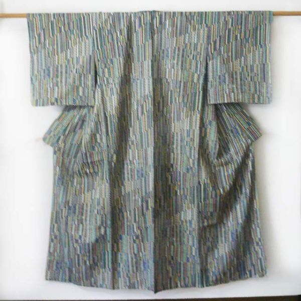 和装 着物 単衣 縦柄 仕立て上がり カジュアル お稽古 女性 ▽拍卖