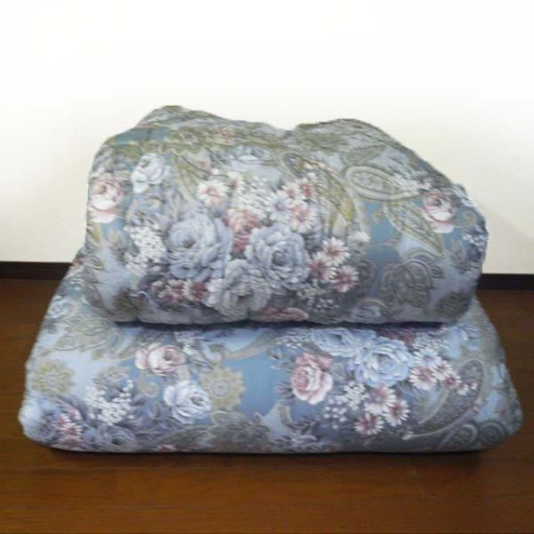 寝具 掛敷布団 シングル 花柄 和式 昔ながら グレー ブルー ピンク (T07) ▽拍卖