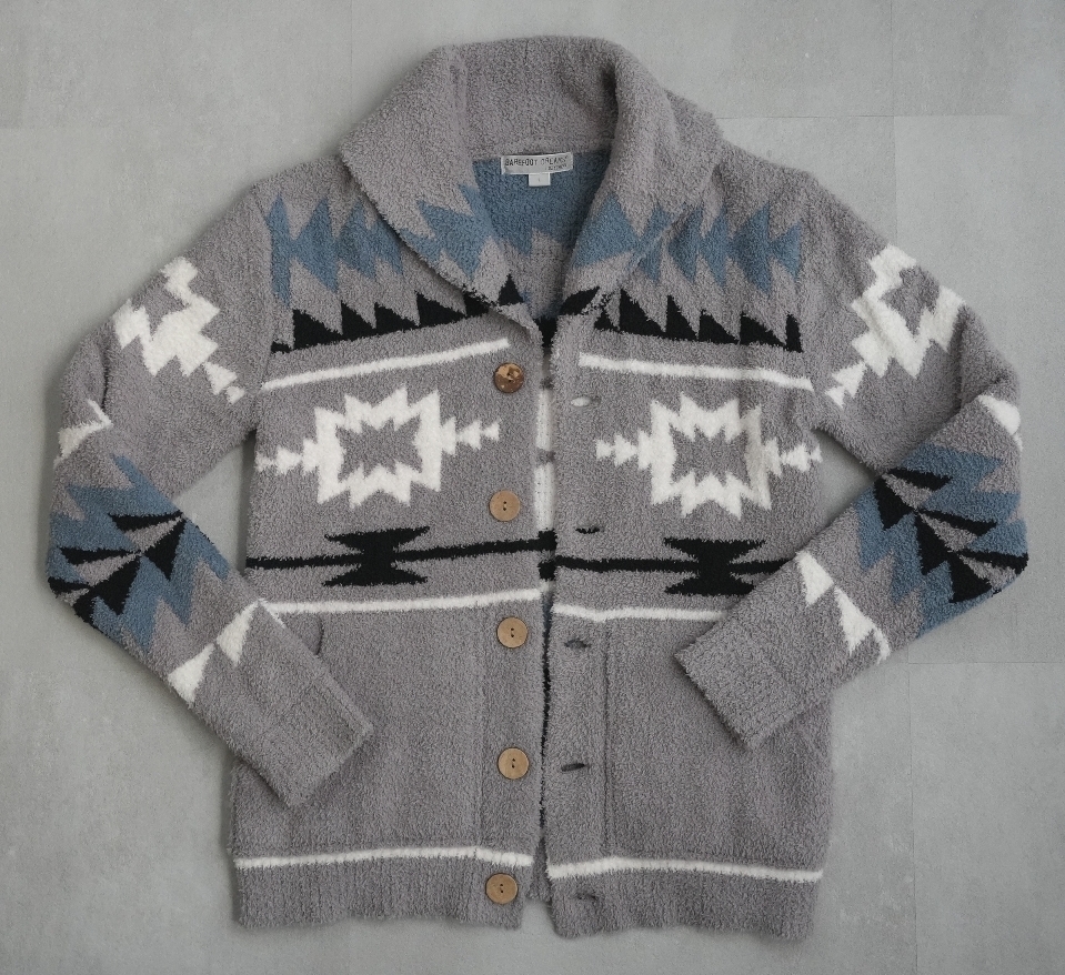 BAREFOOT DREAMS ベアフットドリームス ネイティブショールカーディガン Lサイズ グレー 超美品拍卖