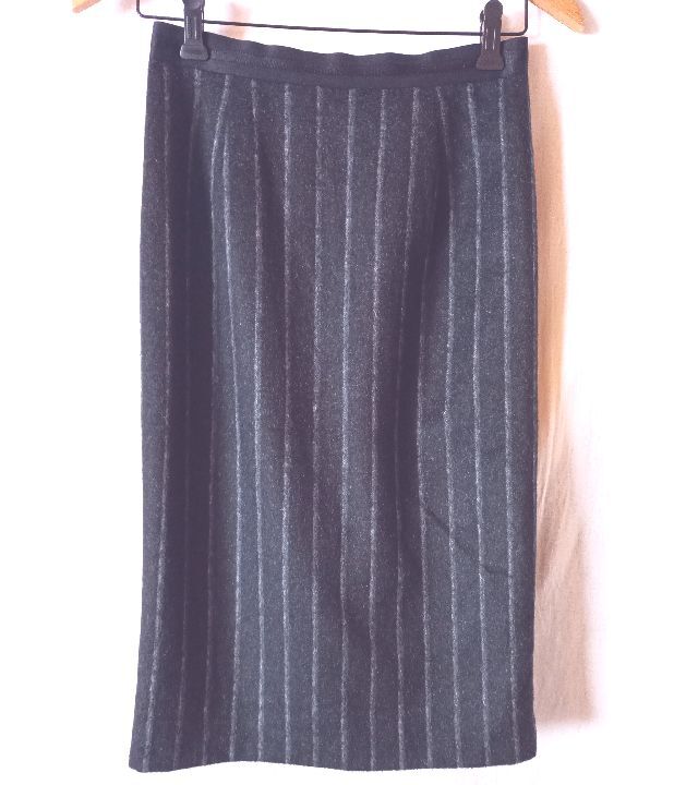 COMME CA MODELS コムサモデルズ 秋冬向け ストライプ柄タイトスカート グレー系 Mサイズ拍卖
