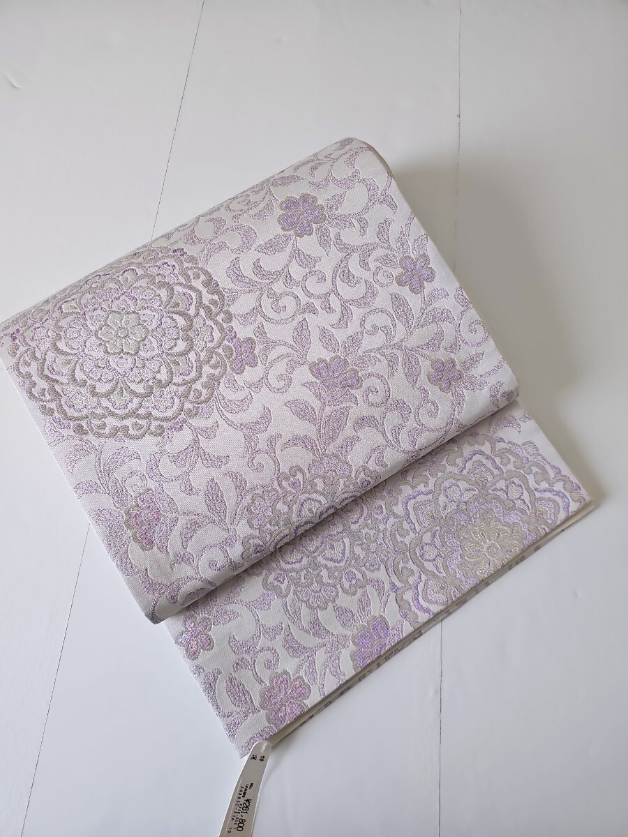 すずや■228新品未使用西陣【(株)京都イシハラ】正絹袋帯六通 藤色系拍卖