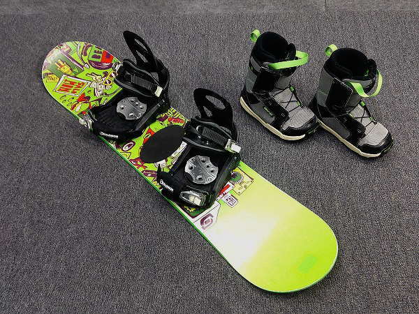 1942★サロモン Jrスノーボード 110cm★中古/3点セット/ビギナー/チューンナップ済み/オールラウンド拍卖