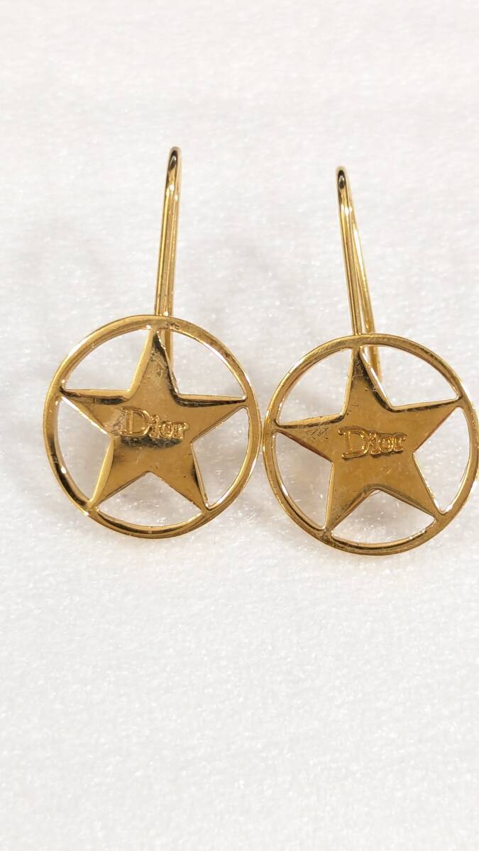 ▲▽Christian Dior クリスチャンディオール スターピアス 星 ラウンド サークル ロゴ ゴールドカラー△▼拍卖