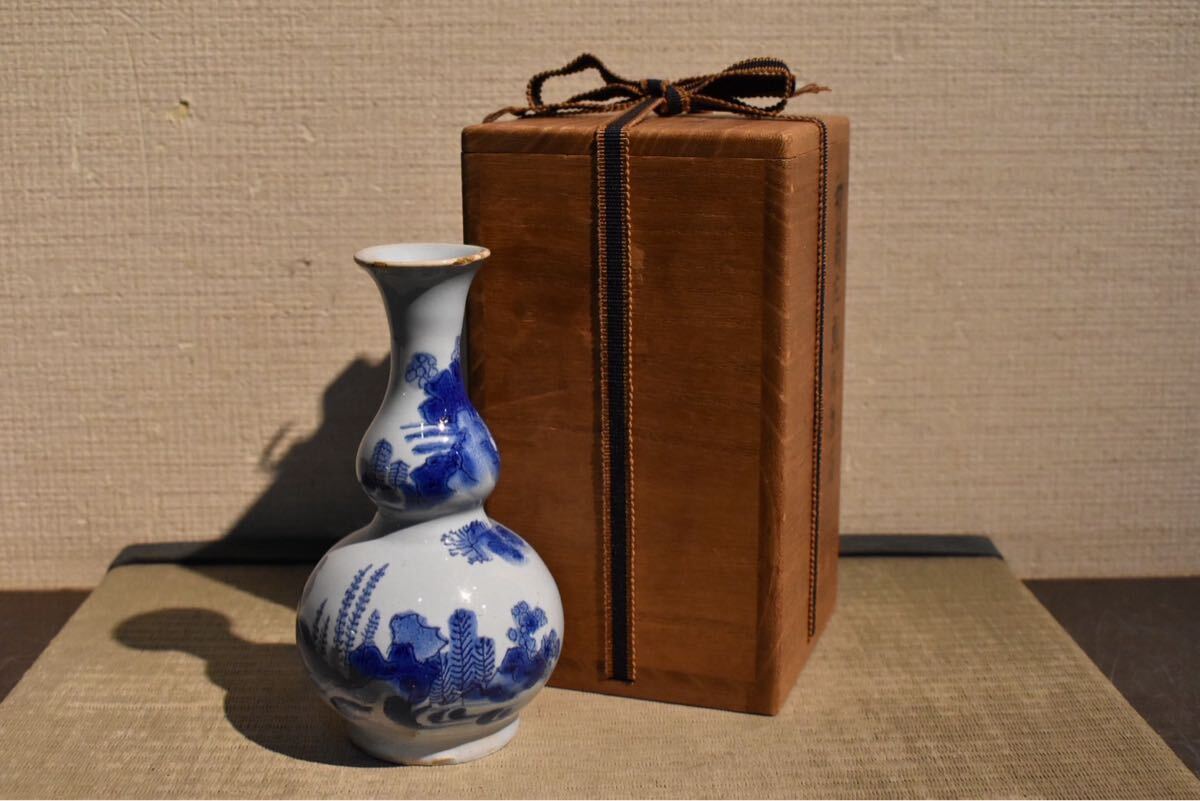 【GE】R426【コレクター所蔵品】《名品》時代 和蘭陀瓢形瓶/西洋美術 オランダ 阿蘭陀 酒器 徳利 染付 骨董品 時代品 美術品 古美術品 拍卖