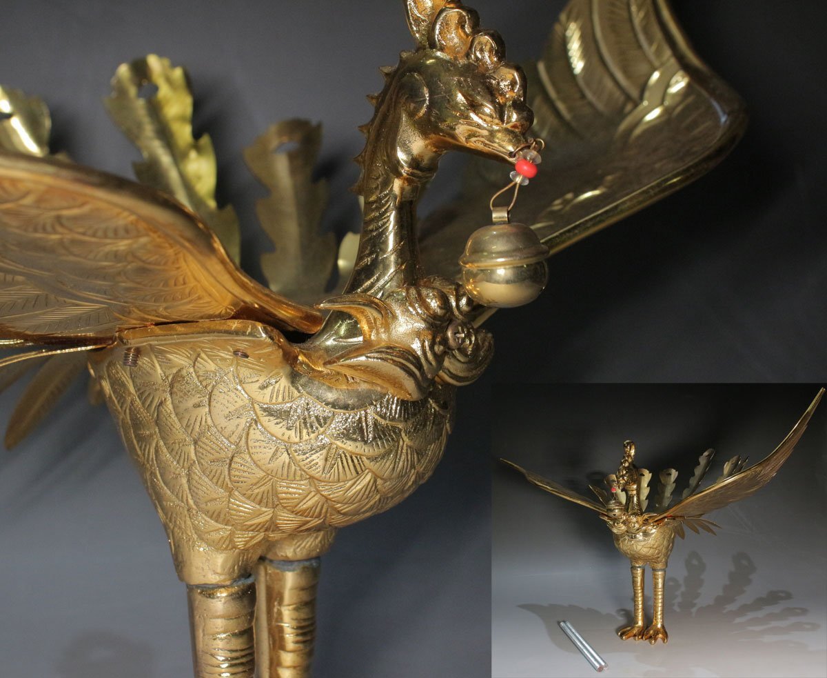 ■□■39 Sale■未使用長期保管品■神輿・厨子用 金メッキ鳳凰彫■金工品・祭礼具拍卖
