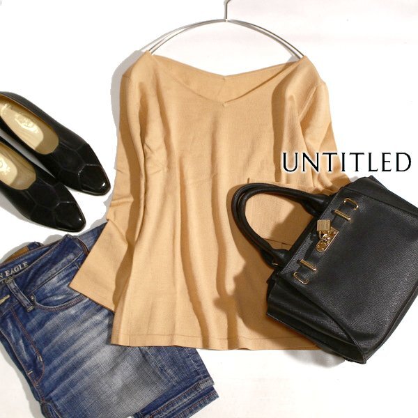 美品 UNTITLED アンタイトル ウール100% シンプル薄手 ニット セーター 2号 M 秋 冬 25D10拍卖