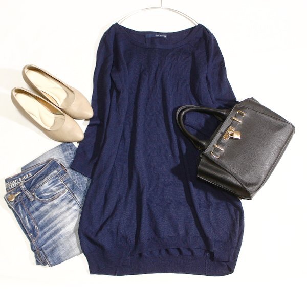 美品 SLOBE IENA スローブ イエナ 大人可愛い ウール混紡 薄め ニット チュニック F 秋 冬 25A11拍卖