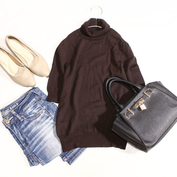 美品 オンワード樫山 23区 ウール100% タートルネック ニット セーター 40号 L 秋 冬 25C10拍卖