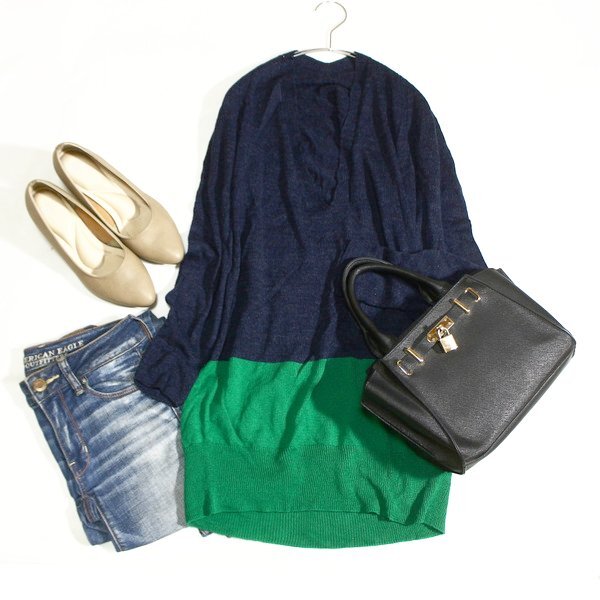 美品 NOLLEY'S light ノーリーズ 綺麗め ウール混紡 バイカラー ニット チュニック F 秋 冬 25B11拍卖