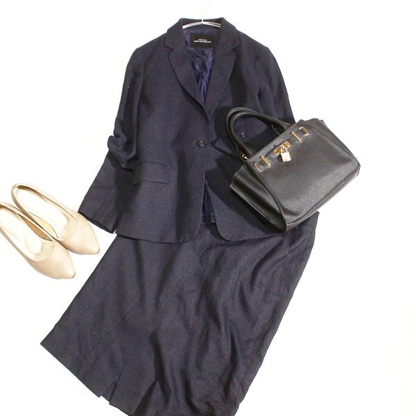 美品 ユナイテッドアローズ GREEN LABEL RELAXING 綺麗め ライトツイード スーツ 上下セット 36号と38号 春 秋 合服 25D10拍卖