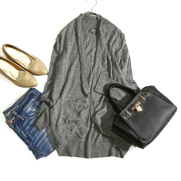 美品 field/dream フィールドドリーム ウール100% 綺麗め ノーボタン ニット カーディガン M 秋 冬 25C11拍卖