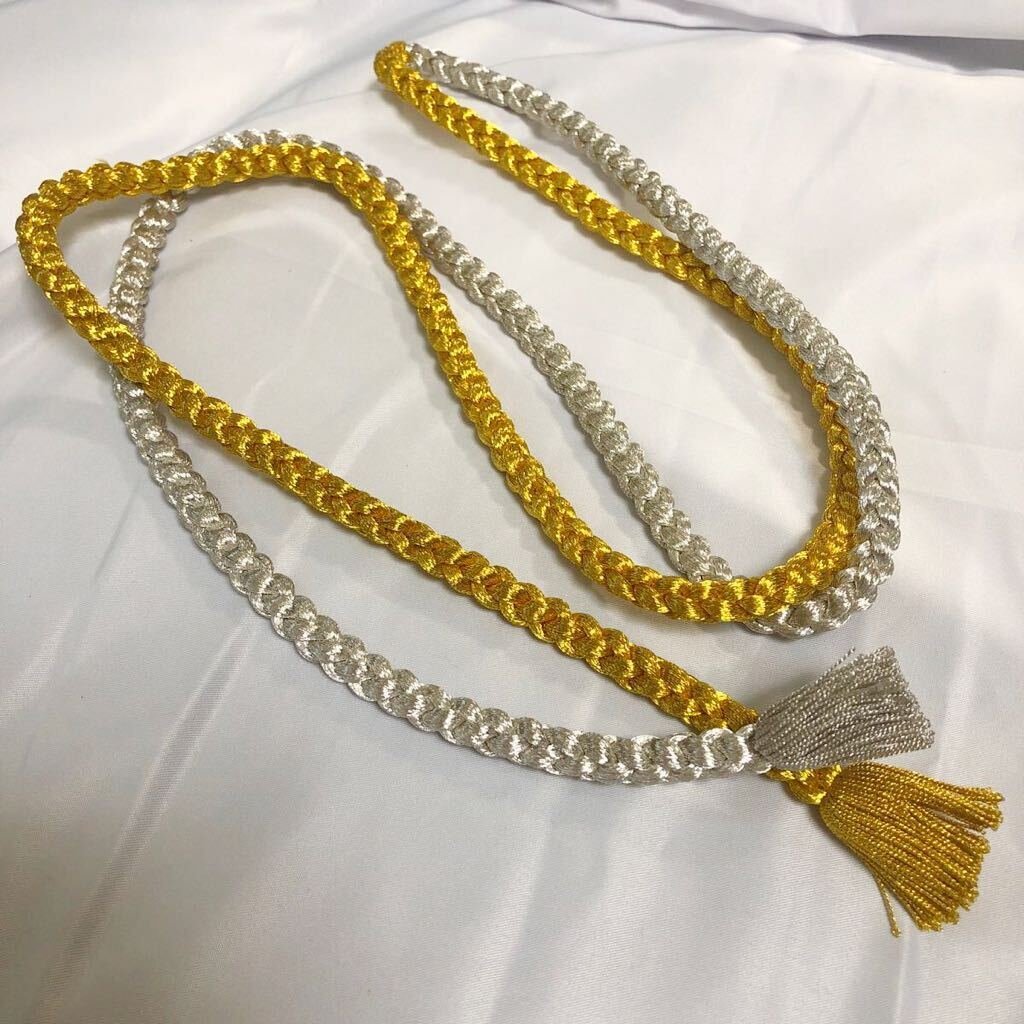 未使用 帯締め 帯留め 帯紐 帯留 帯締 和装小物 着物 帯紐 和服 和装 ⑦ ラメ入り ゴールド シルバー 【中古】拍卖