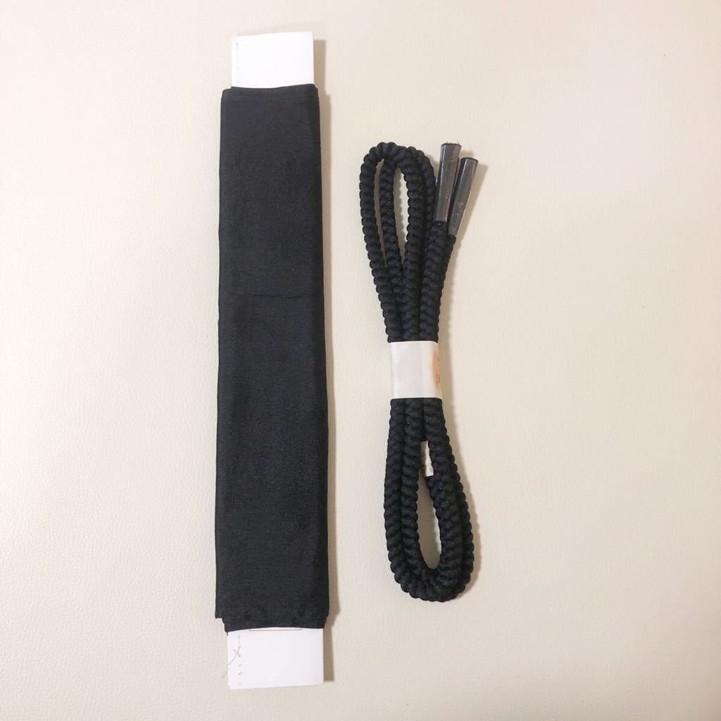 未使用 帯締 帯揚げ 和装小物 着物 帯紐 和服 和装 ブラック セット正絹 柄 【中古】拍卖