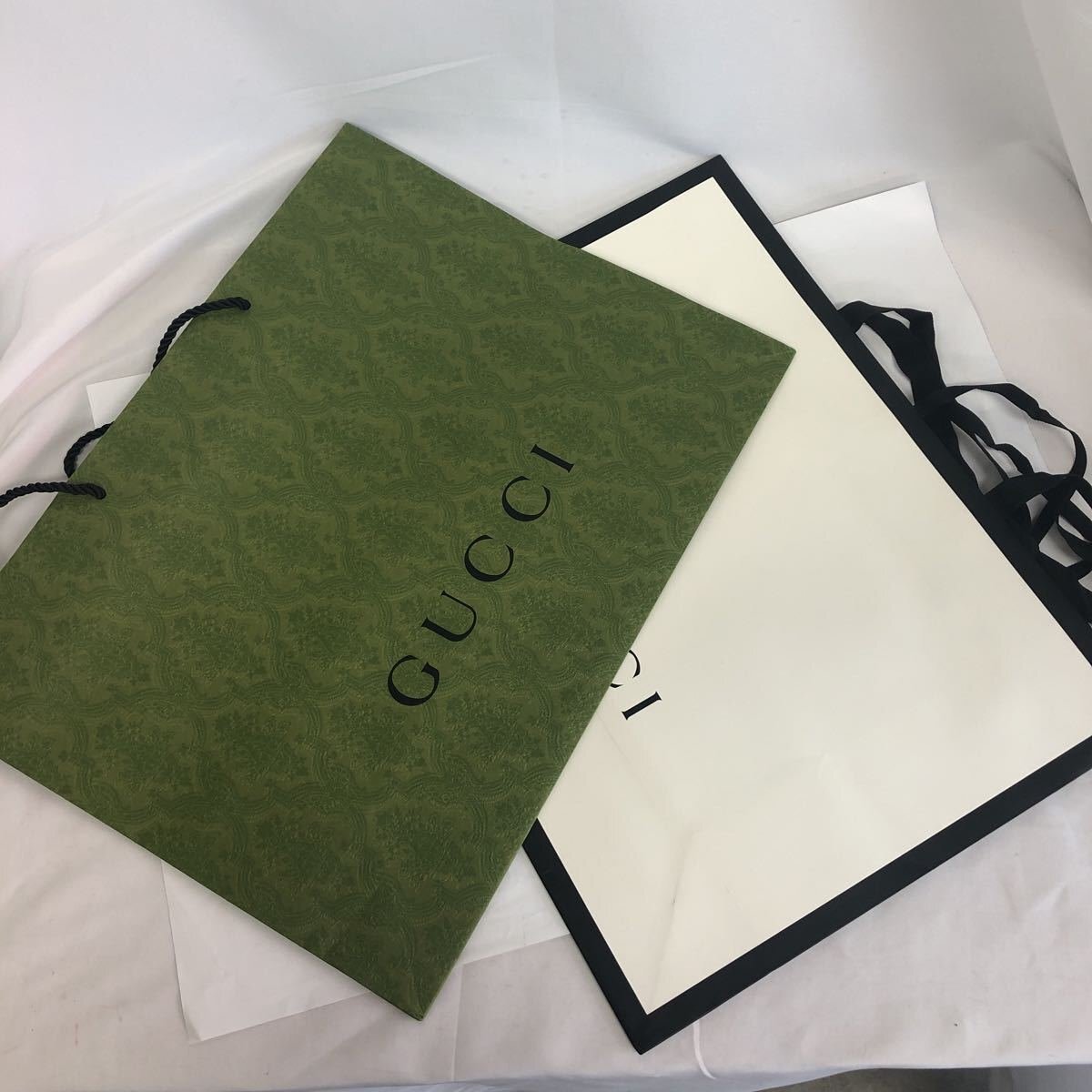 GUCCI グッチ 送料無料 ショッパー グリーン バッグ用 セット ショップ袋 紙袋 ② 【中古】拍卖