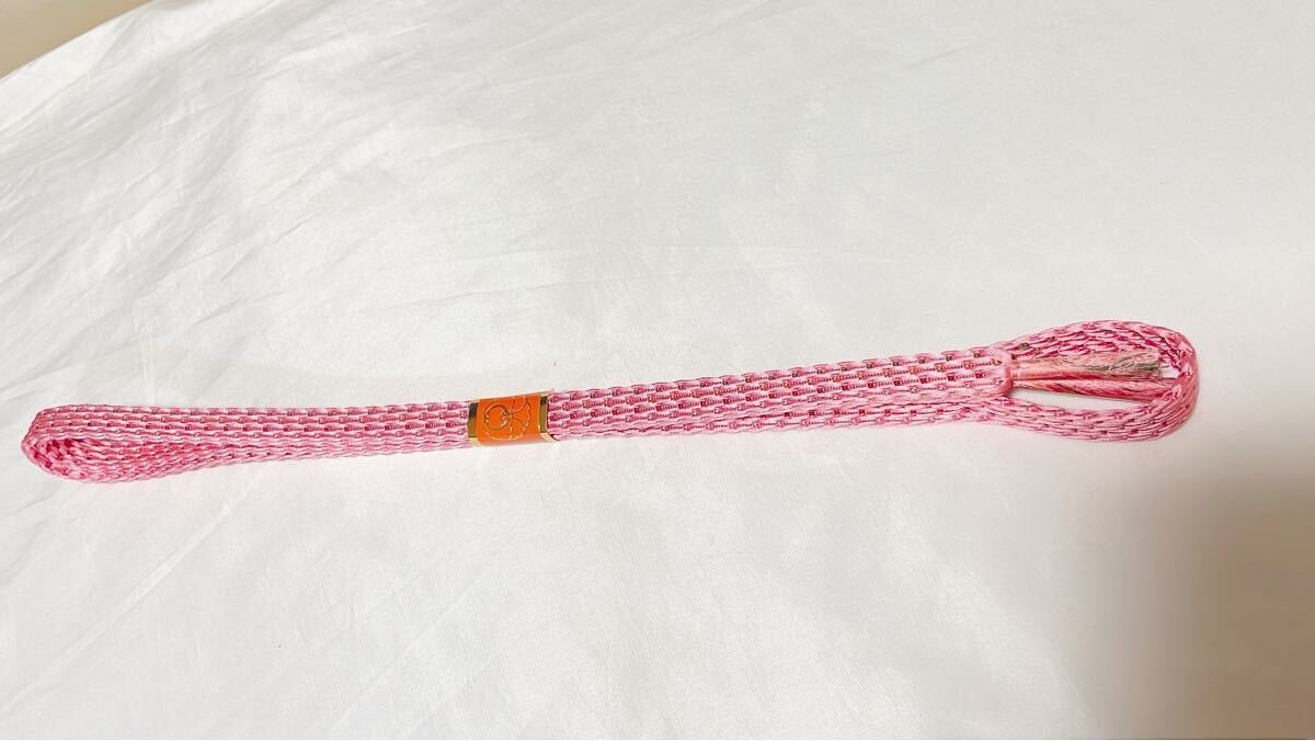 未使用 帯締め 帯留め 絹 100% 帯紐 帯留 帯締 和装小物 着物 帯紐 和服 和装 13 ピンク 【中古】拍卖