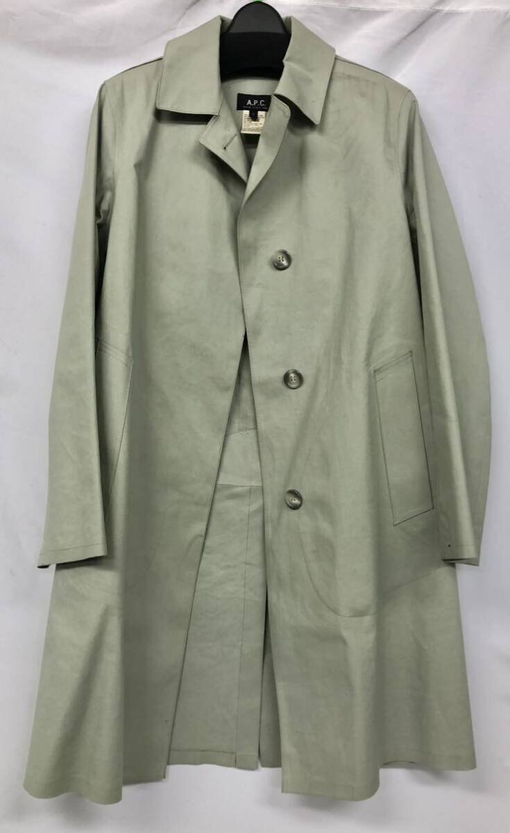 A.P.C. アーペーセ コート Sサイズ レディース 防水 APC グリーン ゴム引きコート ステンカラーコート 【中古】拍卖