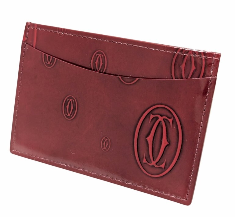 カルティエ カードケース ハッピーバースデー 名刺入れ ボルドー L3001476 パテントレザー Cartier 【中古】拍卖