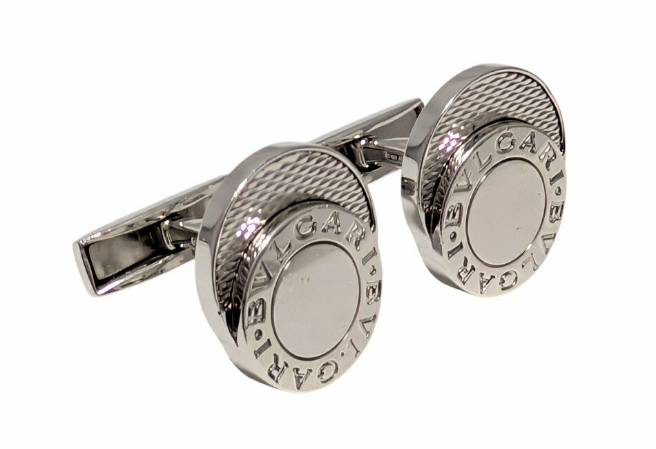 ブルガリ カフス SV925 シルバー ラウンド カフスボタン カフリンクス Ag925 2重 紳士用 BVLGARI 【中古】拍卖