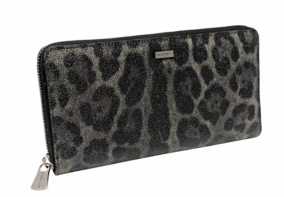 ドルチェ&ガッバーナ 財布 ジップアラウンド レオパード グレー系 長財布 PVC DOLCE&GABBANA 【中古】拍卖