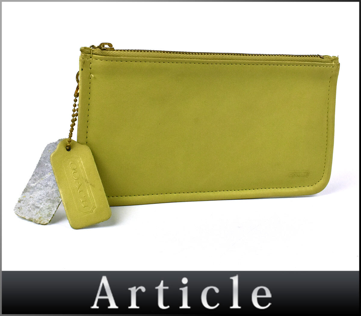 239969〇 COACH コーチ オールドコーチ ポーチ 小物入れ ペンケース レザー 革 グリーン 緑 レディース ヴィンテージ 小物/ B拍卖