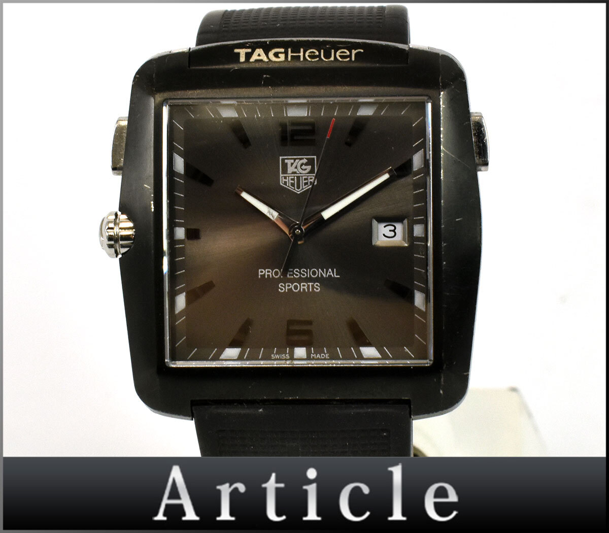 805547◆動作確認済 TAG Heuer タグホイヤー プロフェッショナル スポーツ 腕時計 クォーツ WAE1113 デイト SSラバー メンズ/ D拍卖