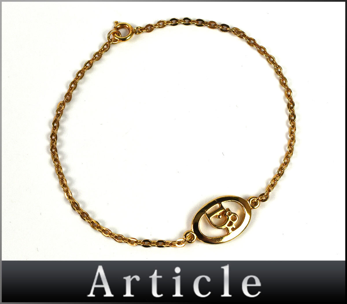 241458◇美品 Christian Dior クリスチャン ディオール オーバル ロゴ ブレスレット アクセサリー GP ゴールド レディース 小物/ E拍卖