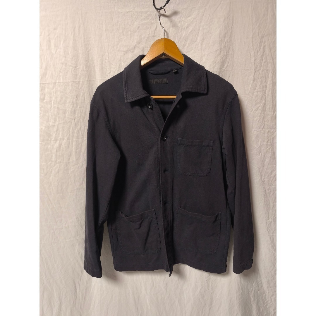 ユニクロ ウォッシュジャージーワークジャケット ネイビー メンズ S拍卖