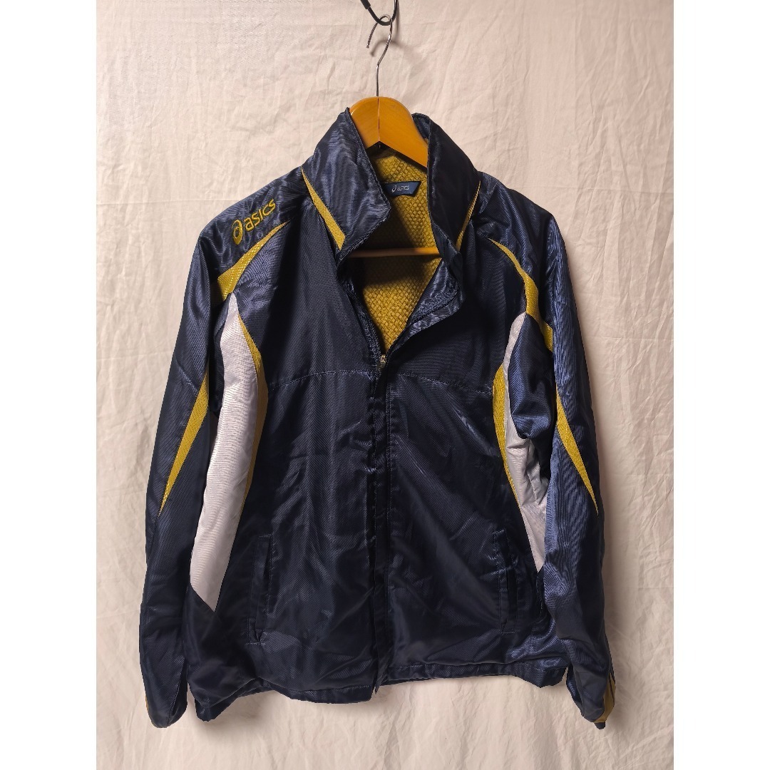 asics トラックジャケット ウインドブレーカー 裏起毛 ネイビー メンズ M拍卖