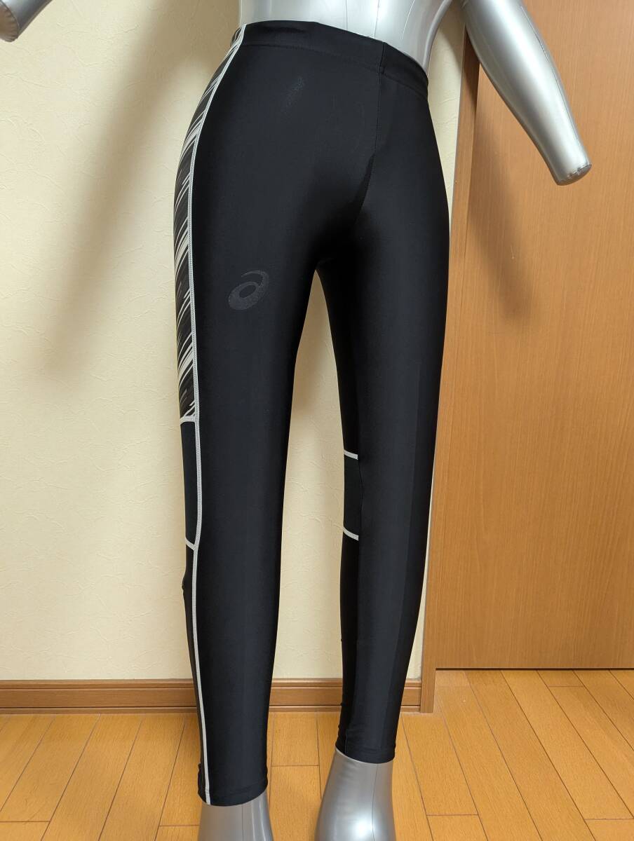 アシックス 陸上競技 ロングタイツ XT7238 黒/グレー/黄色ライン サイズS拍卖