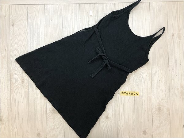 COMME CA DU MODE コムサデモード キッズ ウエストリボン付き Aライン ロングキャミワンピース 160A 日本製 サイドポケット 黒拍卖