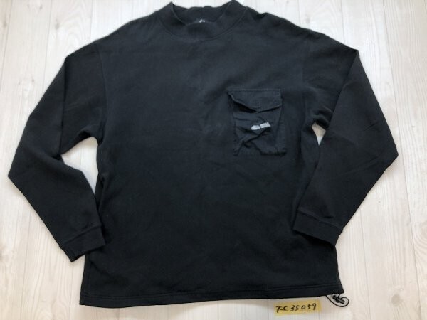 CAMP7 メンズ 胸ポケット付き バック エンボスロゴ入り ハイネックカットソー M 黒拍卖