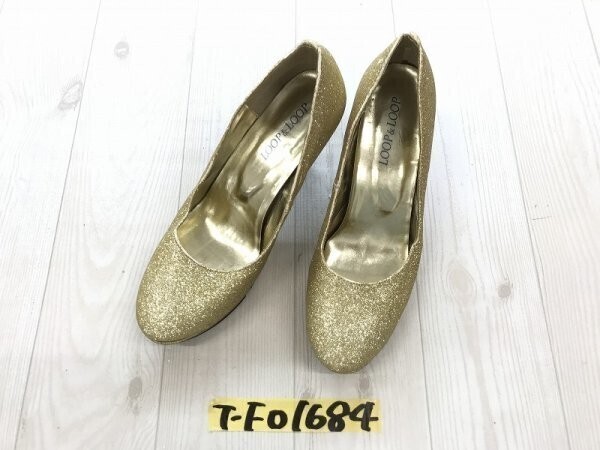 LOOP&LOOP レディース パーティー ラメ パンプス 25 ゴールド拍卖
